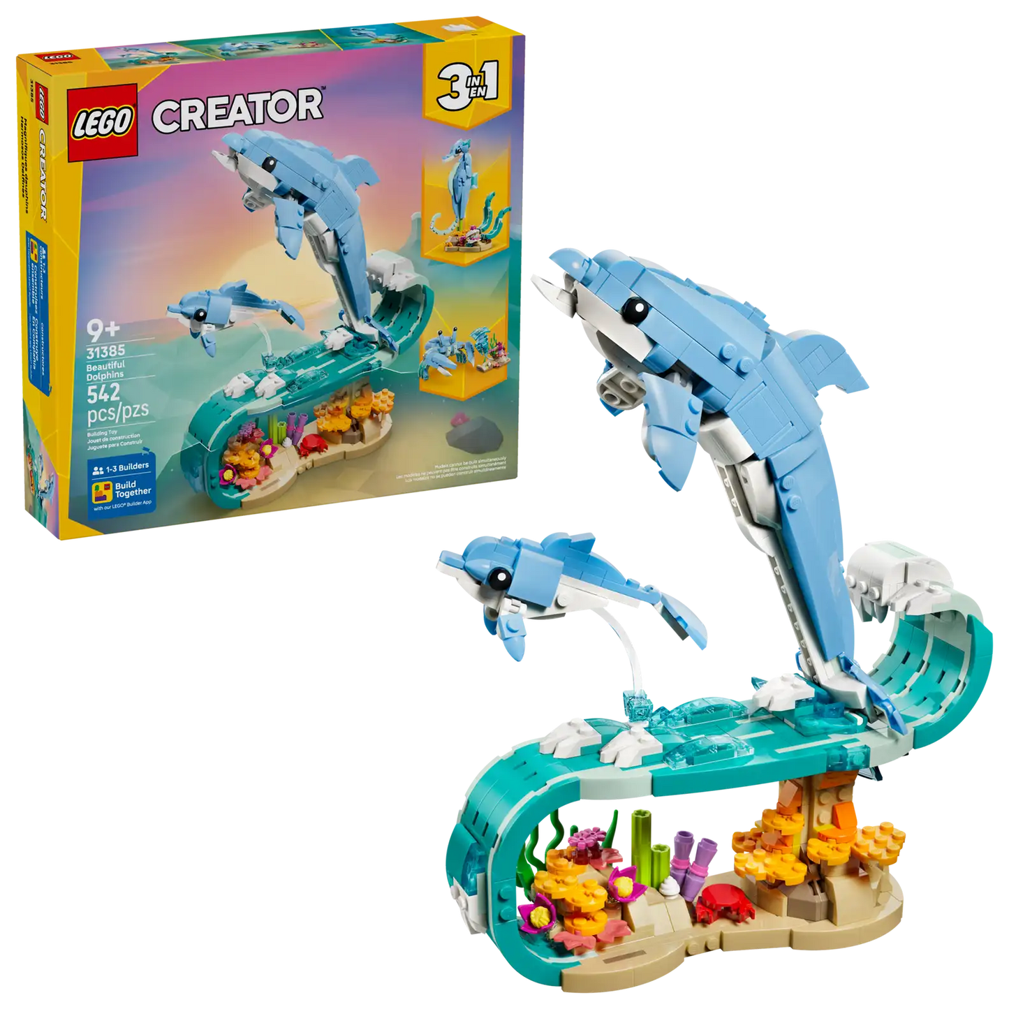 LEGO Creator 3-in-1 Sea Animals: Beautiful Dolphins 31385
