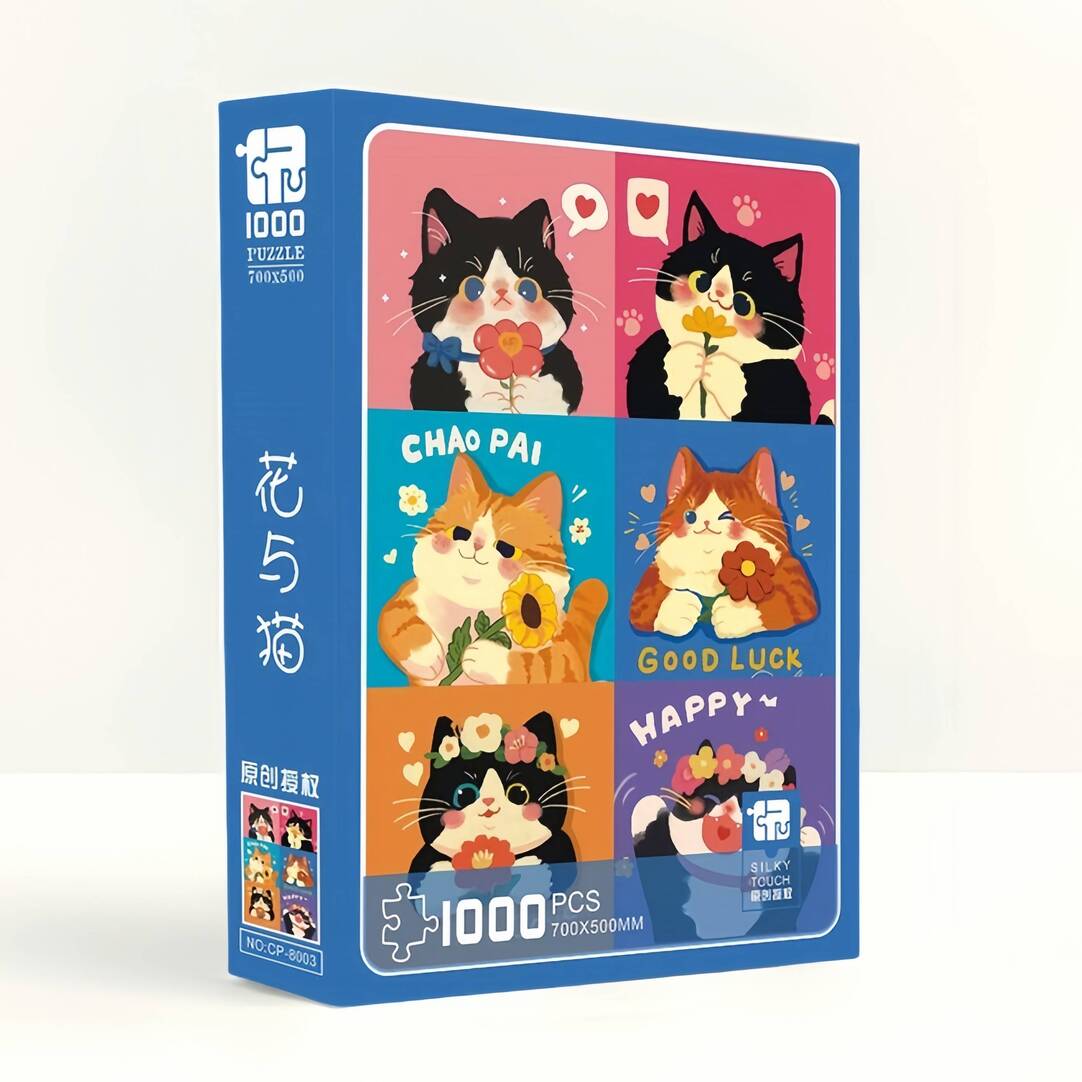 Flowers & Cats 1000 Piece Puzzle Toppie