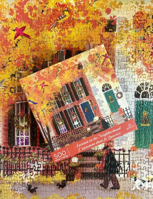 Galison Autumn in the Neighborhood 500 Piece Puzzle