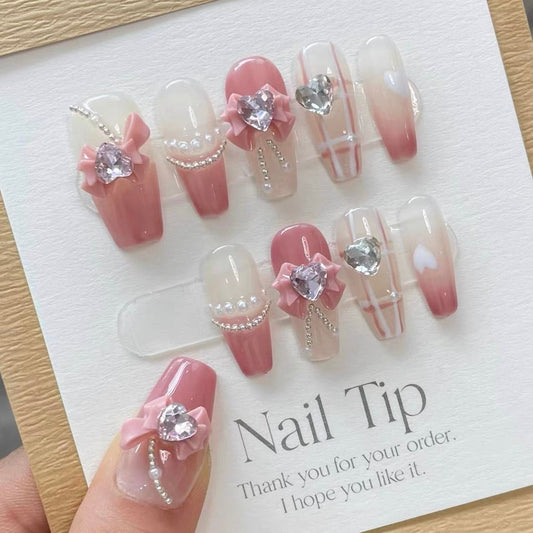 Glittering Bow Delights Press-on Nails V Boutique Studio-New