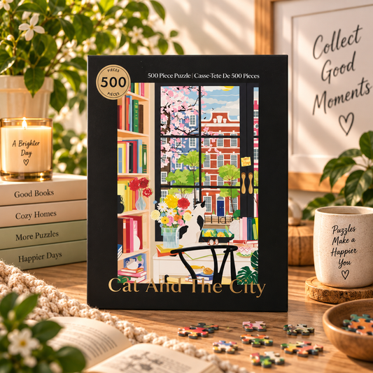 Cat And The City 500 Piece Puzzle Jigsaw puzzles