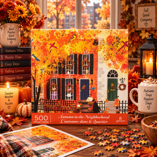 Galison Autumn in the Neighborhood 500 Piece Puzzle Galison