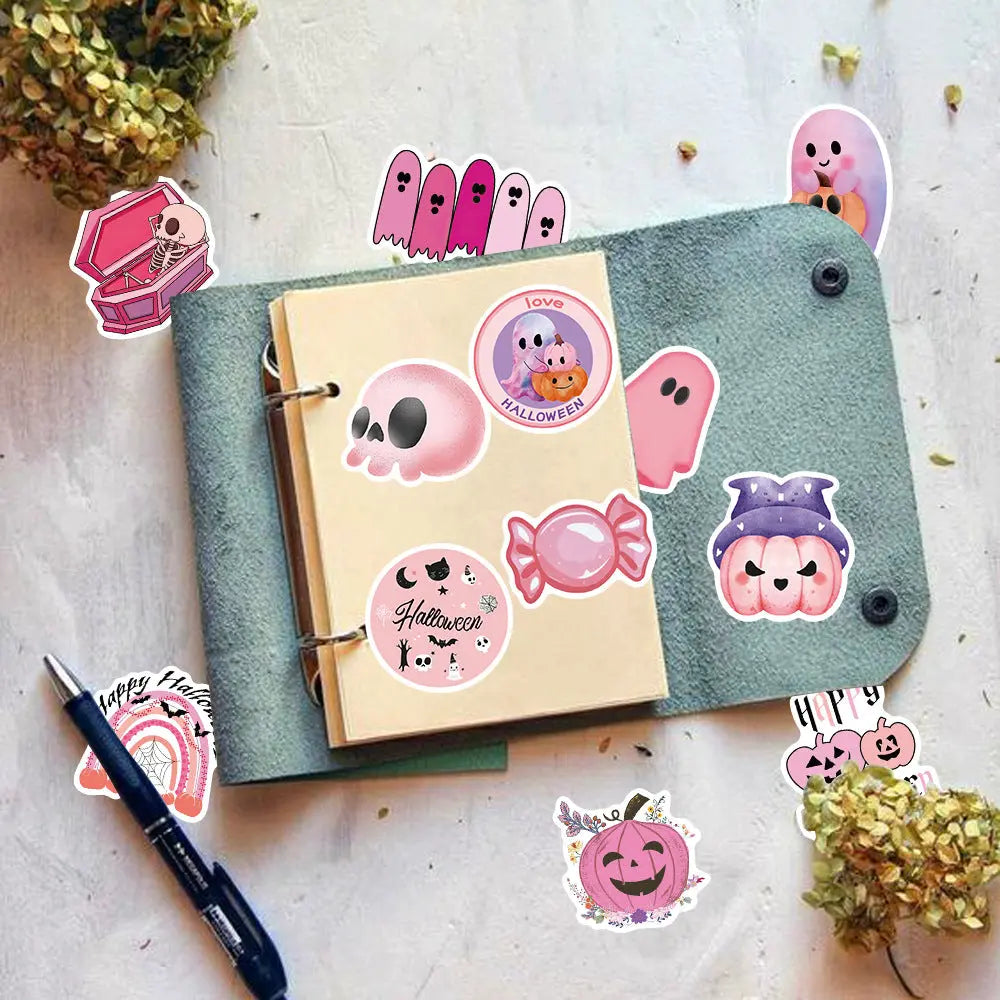 Kawaii Pink Halloween Ghost Skull Pumpkin Stickers - 50Pcs V Boutique Studio
