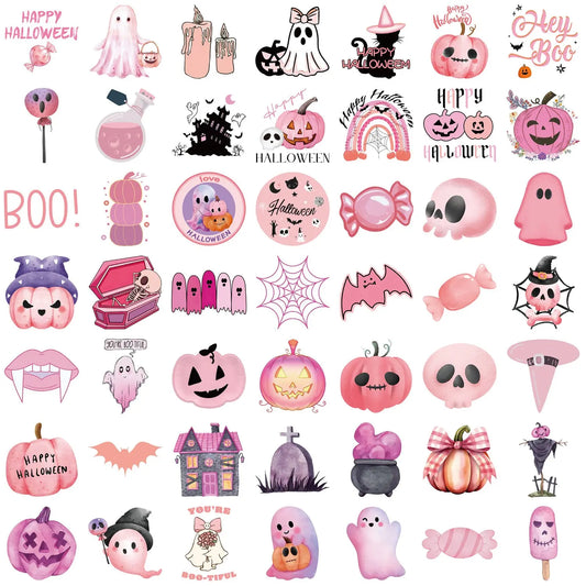 Kawaii Pink Halloween Ghost Skull Pumpkin Stickers - 50Pcs V Boutique Studio