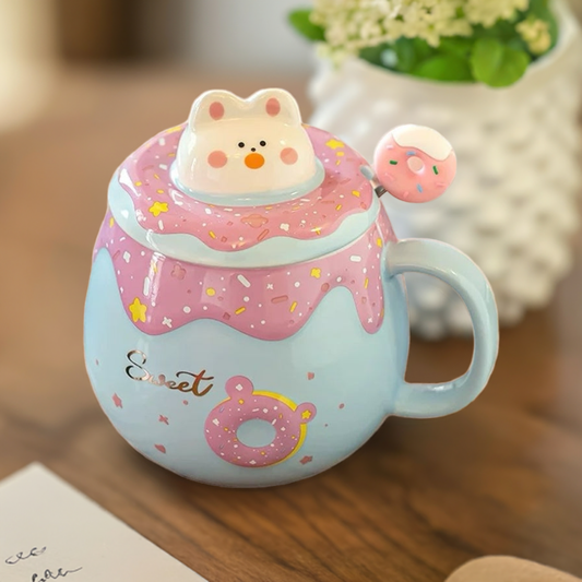 Cartoon Doughnut Bunny Ceramic Mug