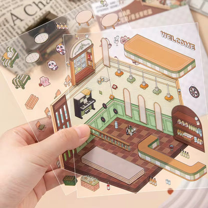 Mini World 3D Scene Stickers – DIY Room Kit for Journals & Crafts