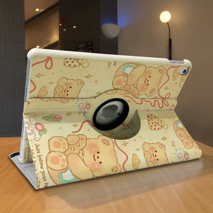 Butter Bear 360° Rotating iPad Case – Cute Stand Cover with Sleep/Wake