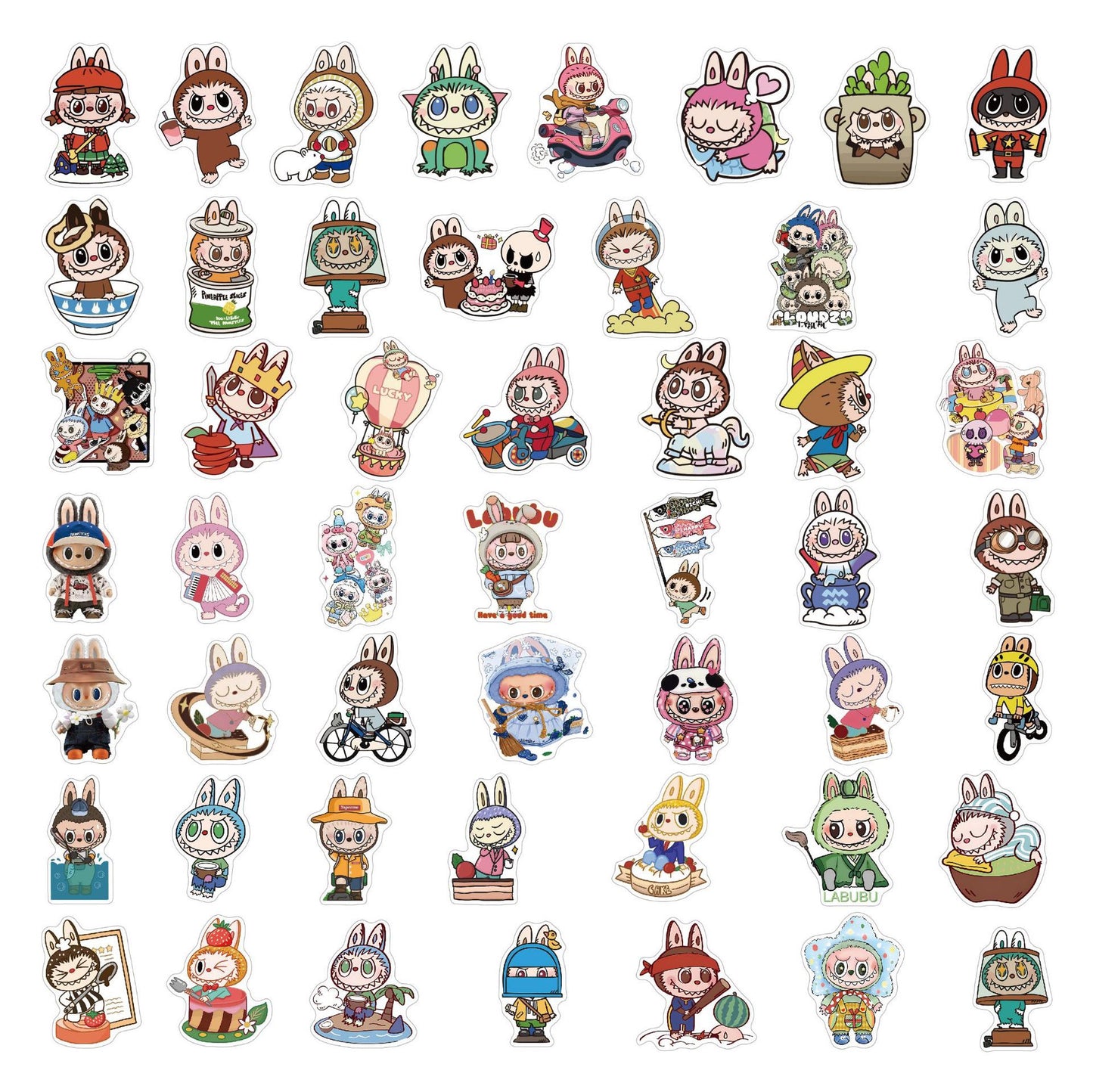 Autocollants Labubu mignons de dessin animé - 50 pièces