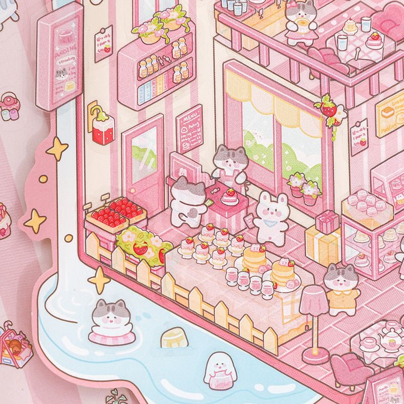 Kawaii Candy House Sticker – Miniature Scene for DIY & Crafts