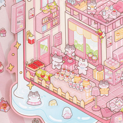 Kawaii Candy House Sticker – Miniature Scene for DIY & Crafts