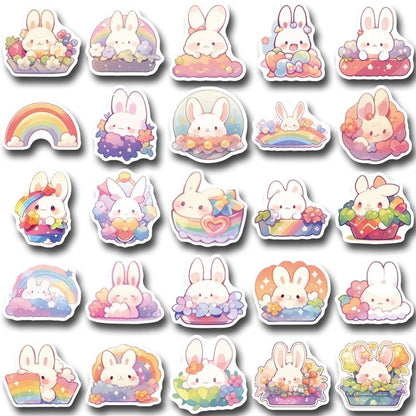 Kawaii Rainbow Bunny Stickers 50 Pcs V Boutique Studio