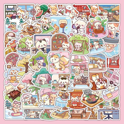 Kawaii Cat Daily Life Stickers 60 Pieces V Boutique Studio