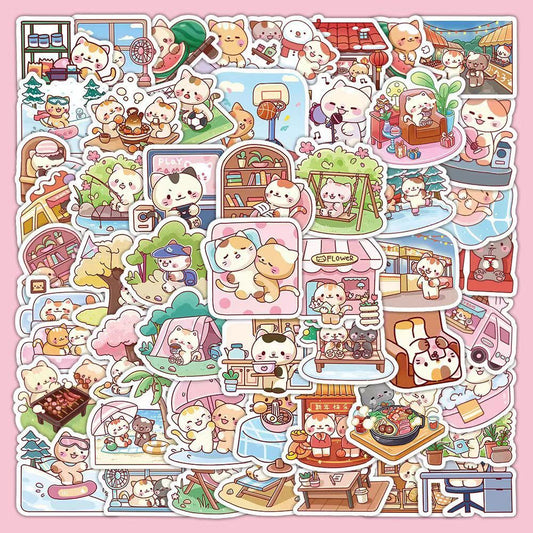 Kawaii Cat Daily Life Stickers 60 Pieces