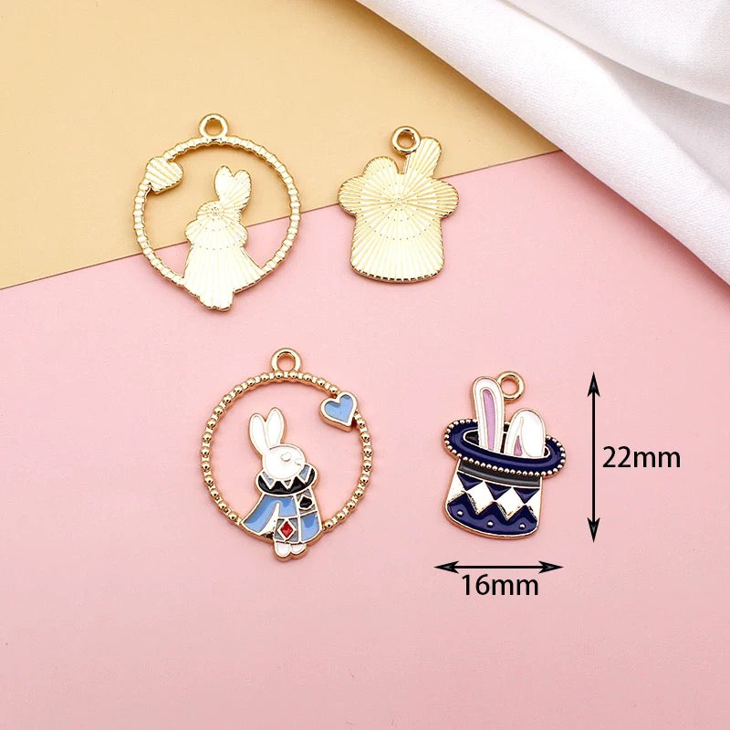 12 Pcs Alloy Enamel Cartoon Charms for DIY Jewelry Making
