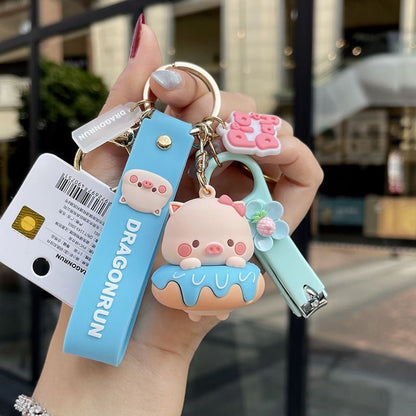 Cute Pig Charm Keychain
