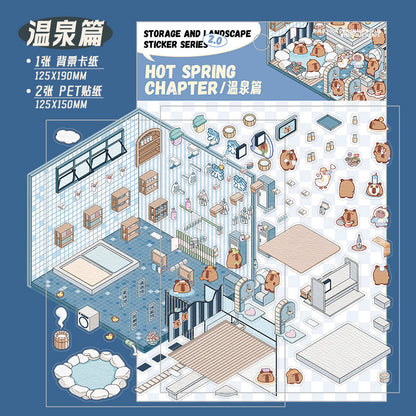 Mini World 3D Scene Stickers – DIY Room Kit for Journals & Crafts