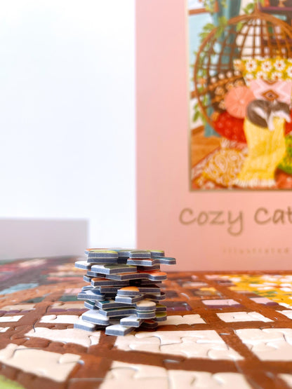 Cozy Cat Library 1000 Piece Jigsaw Puzzle