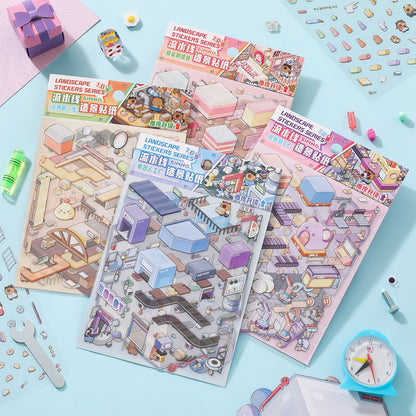 Factory Miniature Sticker Kit – 3D DIY Scene for Journals & Crafts
