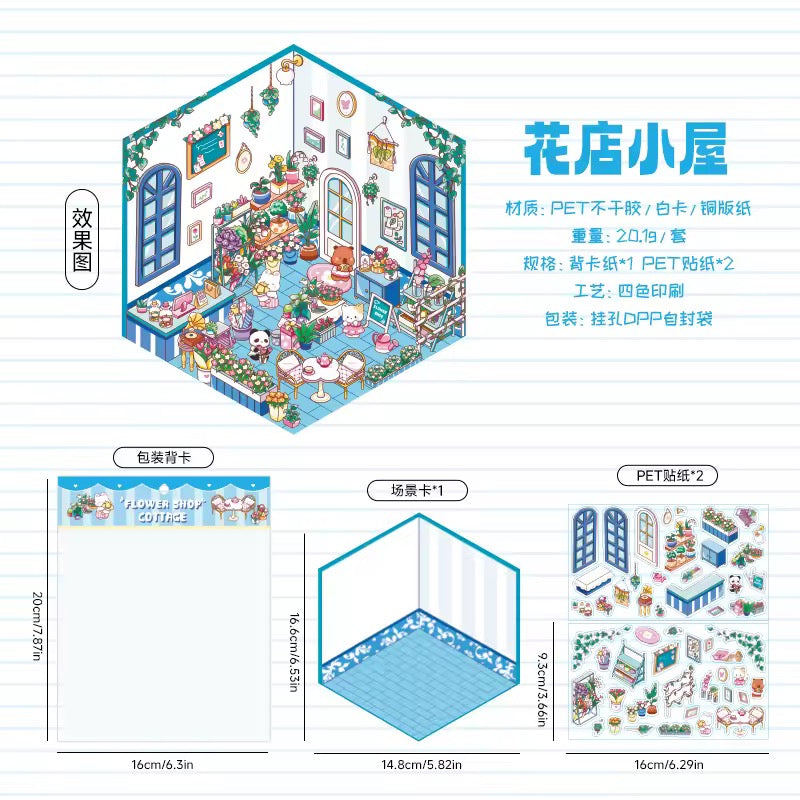 Kawaii Miniature Shop Sticker Set – 3D Puffy Stickers for DIY & Crafts