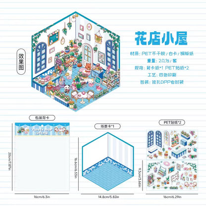 Kawaii Miniature Shop Sticker Set – 3D Puffy Stickers for DIY & Crafts