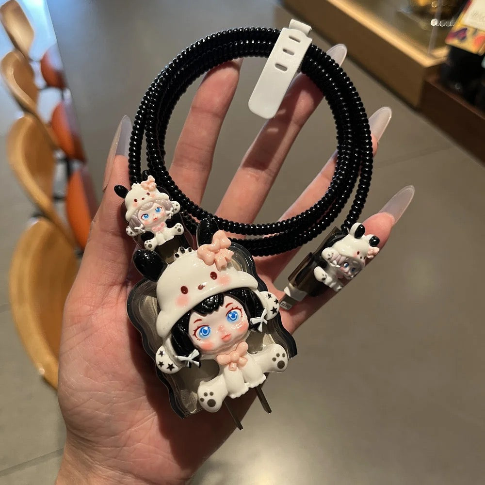 Kawaii Doll Charging Cable Protector Set – 3D Cute Plug Cover