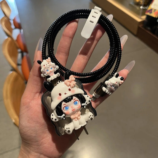 Kawaii Doll Charging Cable Protector Set – 3D Cute Plug Cover