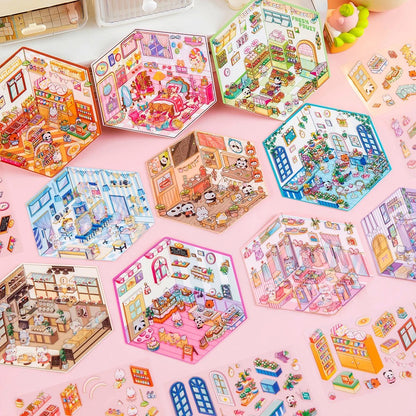 Kawaii Miniature Shop Sticker Set – 3D Puffy Stickers for DIY & Crafts