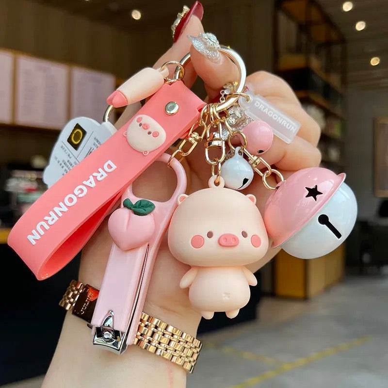 Kawaii Pig Keychain Set