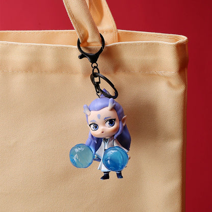 Nezha & Ao Bing Keychain Set – Chinese Mythology Figure Keychains, Cute Anime Bag Charms