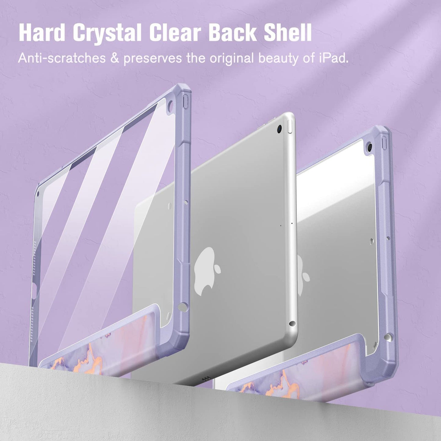 Marble Series iPad Case with Pencil Holder – Shockproof Clear Back Cover