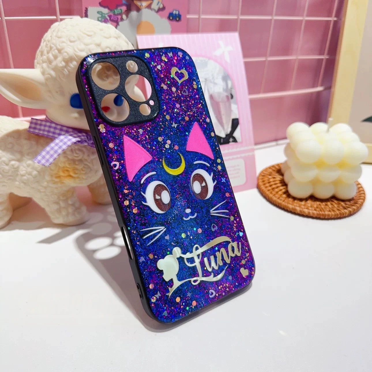 Sailor Moon Luna Handmade Glitter Phone Case