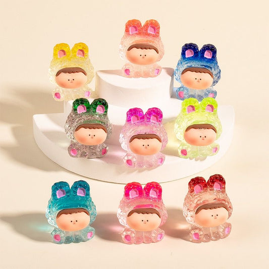 Crystal Bunny Resin Baby Figurines – DIY Charms & Cute Desk Decor