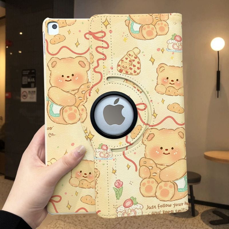 Butter Bear 360° Rotating iPad Case – Cute Stand Cover with Sleep/Wake