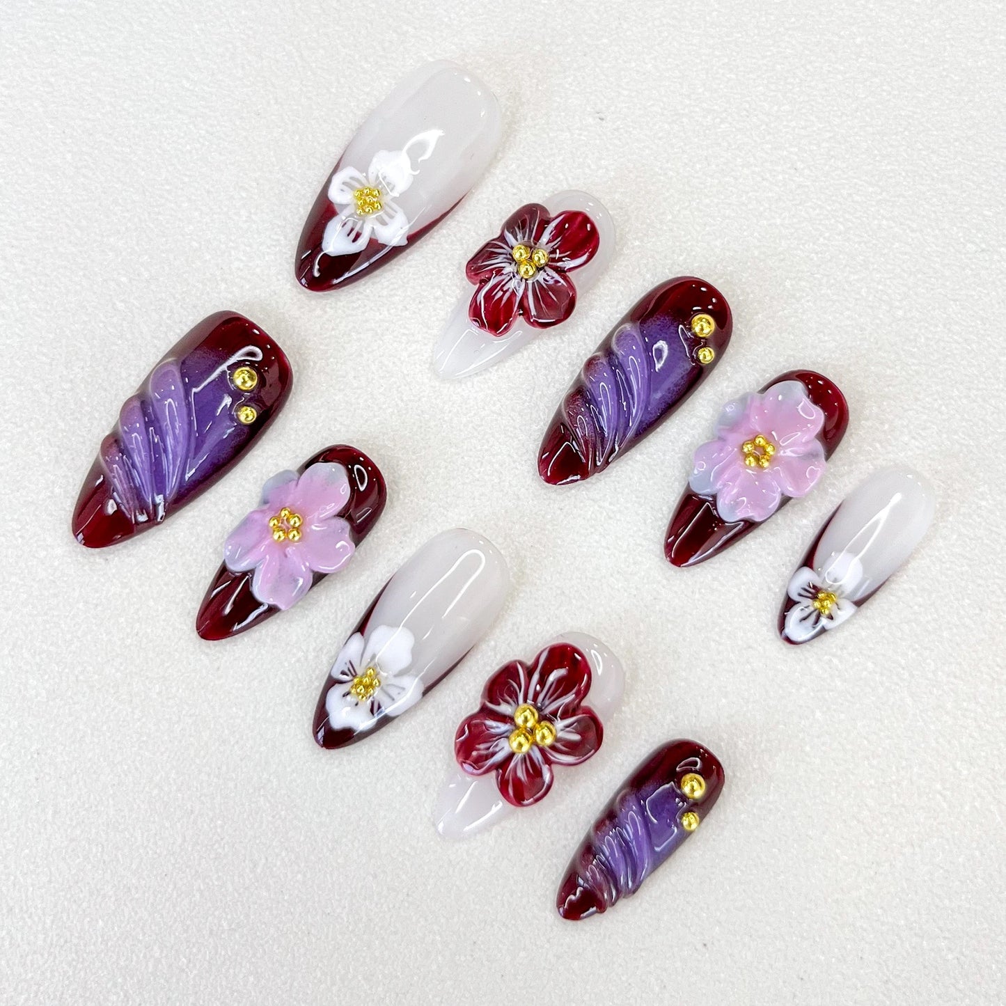 Ongles à coller Crimson Elegance