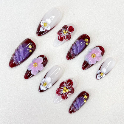 Ongles à coller Crimson Elegance
