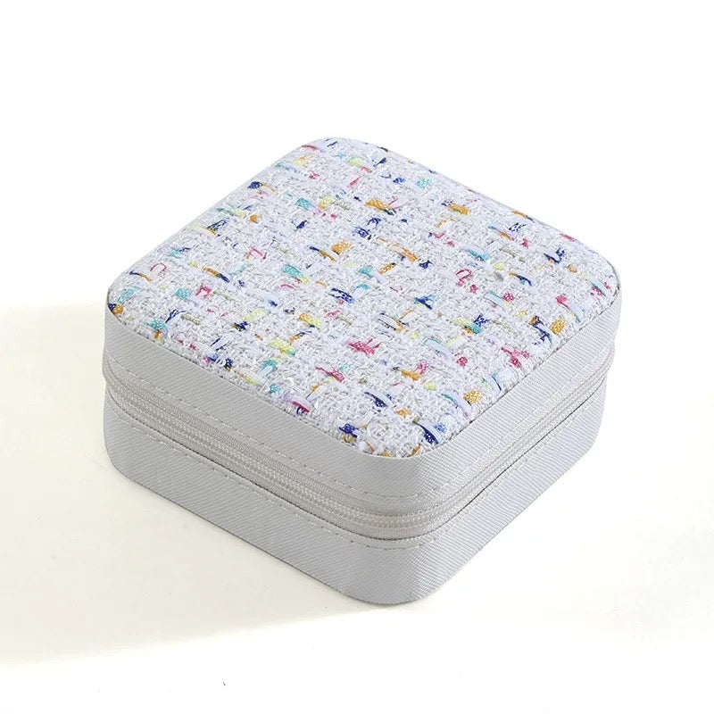 Coffret de rangement pour bijoux en tweed de qualité supérieure - Couleurs assorties - Idéal pour le rangement et l'organisation