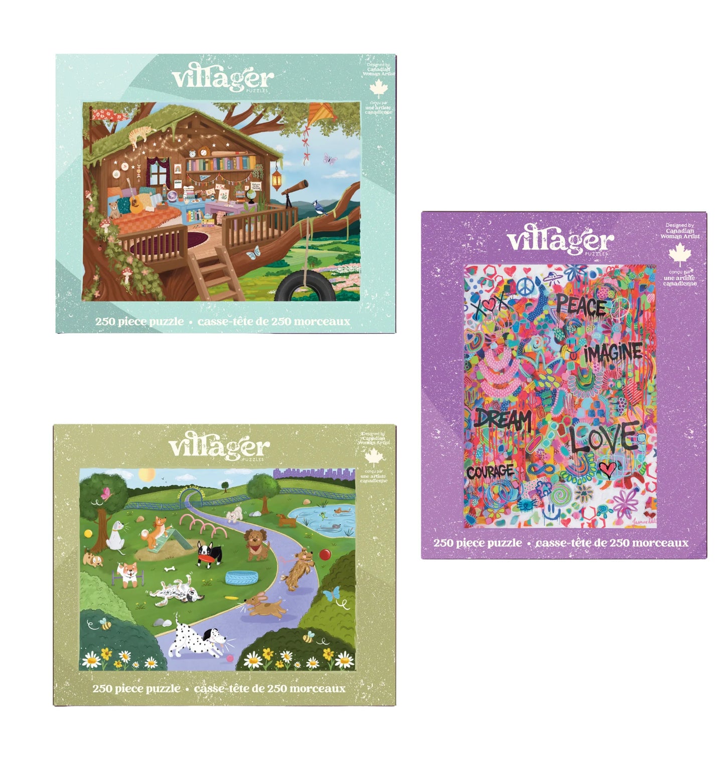 I-Love-250-Piece-Puzzles Bundle | Six Puzzles for Kids & Adults | Designed in Canada by Women Artists Villager Puzzles