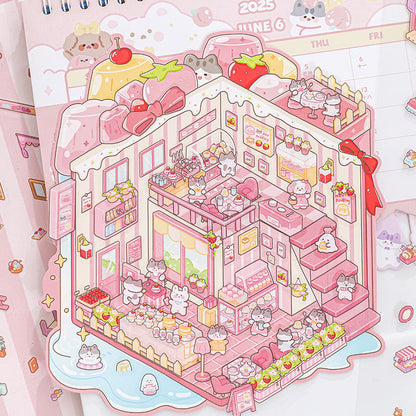 Kawaii Candy House Sticker – Miniature Scene for DIY & Crafts