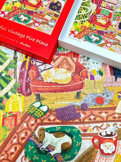 Joyful Vintage Fireplace 1000 Piece Jigsaw Puzzle