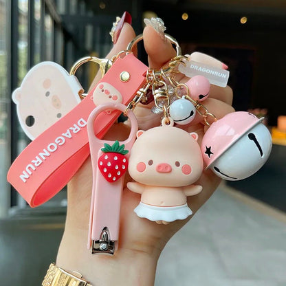 Kawaii Pig Keychain Set