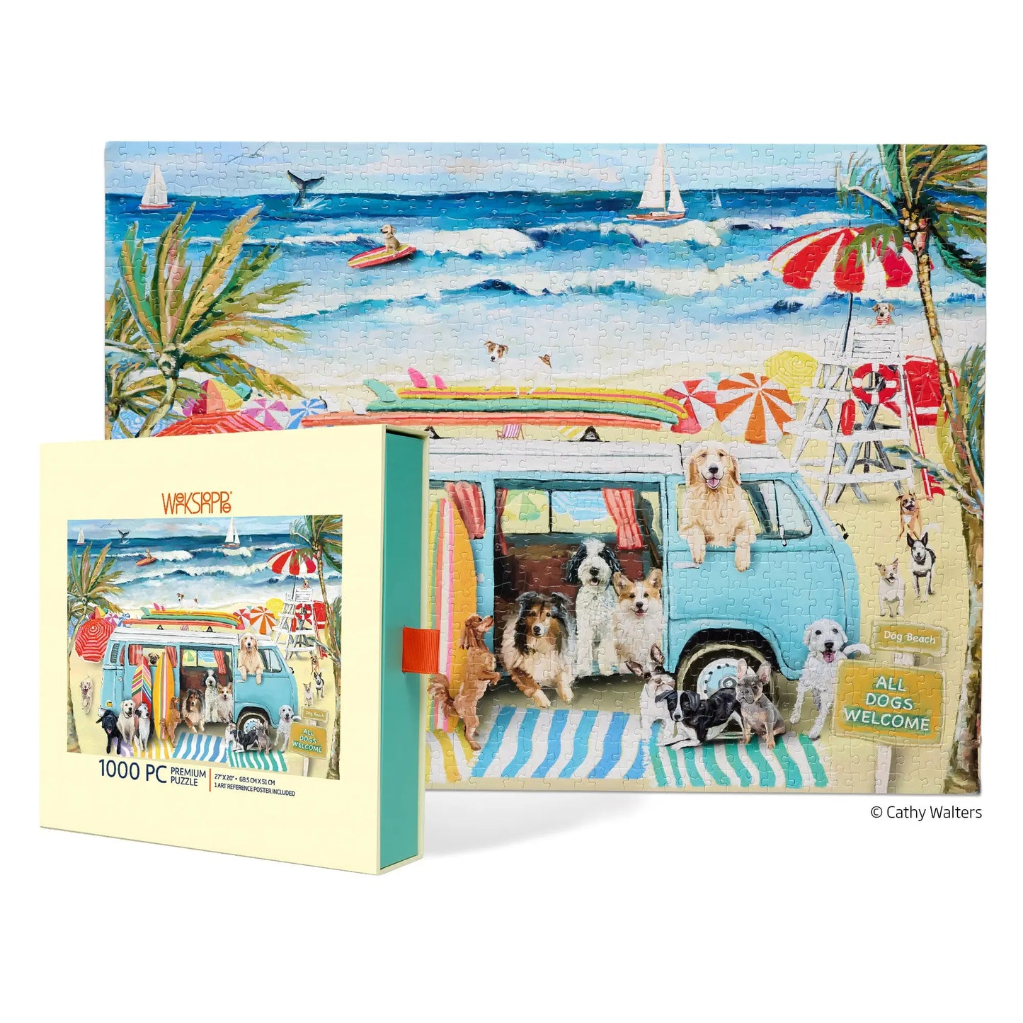 Doggie Surf School 1000 Piece Puzzle Summer Gift WerkShoppe