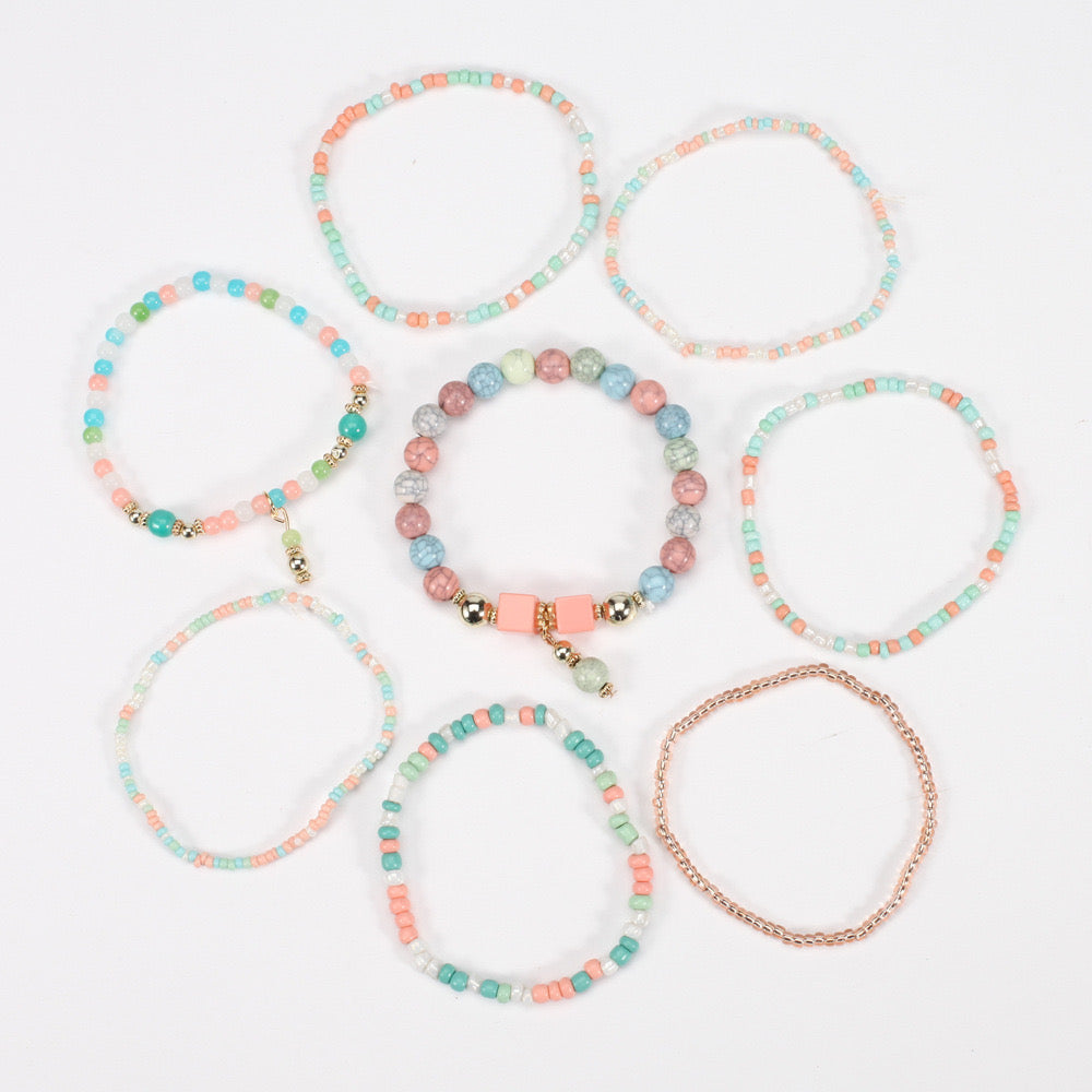 Beaded Bracelet Stack – Multi-Layer Colorful Jewelry for Women