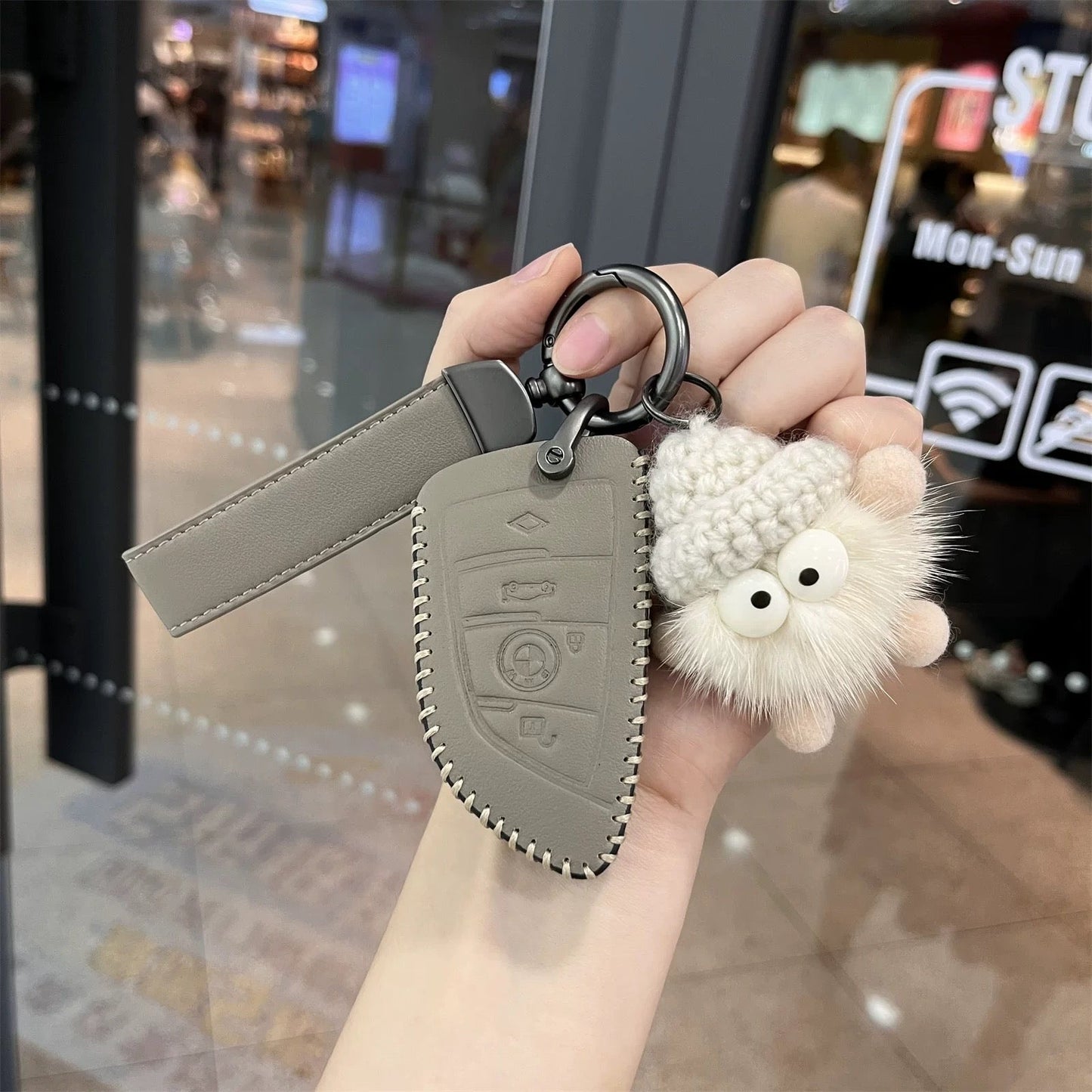 Protective Leather Car Key Fob Cover for BMW Series