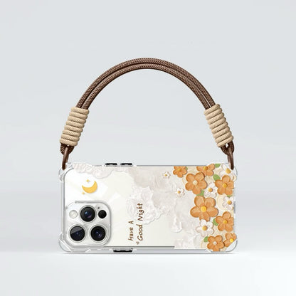 Étui de téléphone à lanières à motif floral de rêve
