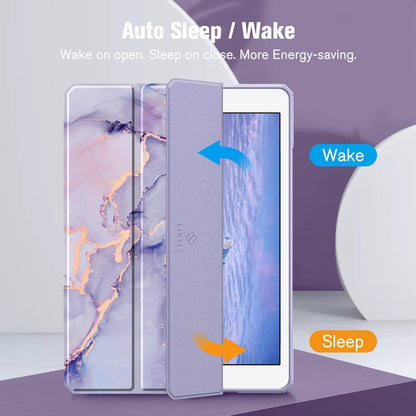 Marble Series iPad Case with Pencil Holder – Shockproof Clear Back Cover