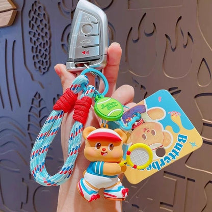 Butter Bear Rope Keychain – Cute Cartoon Bear Bag Charm