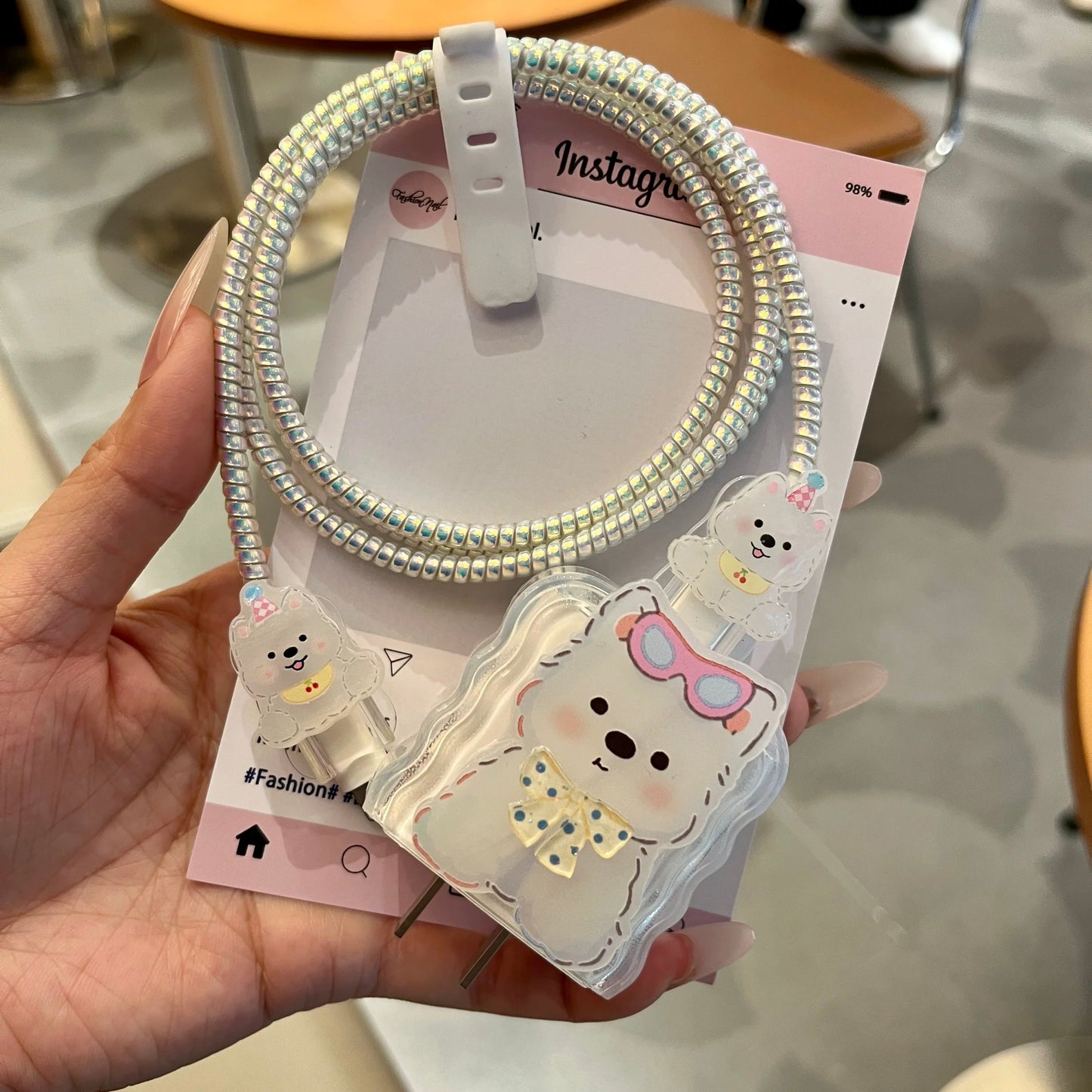 Cute Bear Charging Cable Protector Set – 3D Cartoon Plug & Cord Cover V Boutique Studio