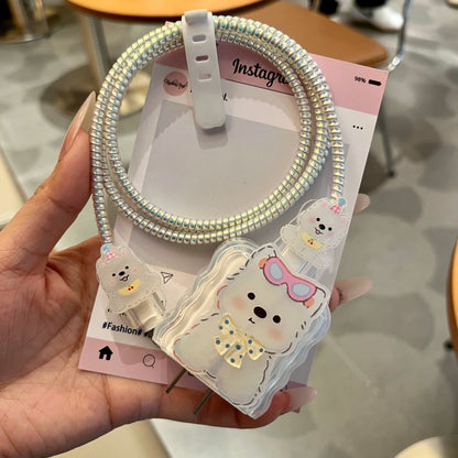Cute Bear Charging Cable Protector Set – 3D Cartoon Plug & Cord Cover V Boutique Studio