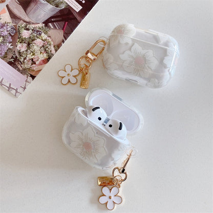 Floral AirPods Case with Daisy Charm – Clear Protective Cover