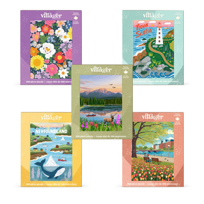 I-Love-500-Piece-Puzzles Bundle | Five Puzzles for Adults | Designed in Canada by Women Artists Villager Puzzles